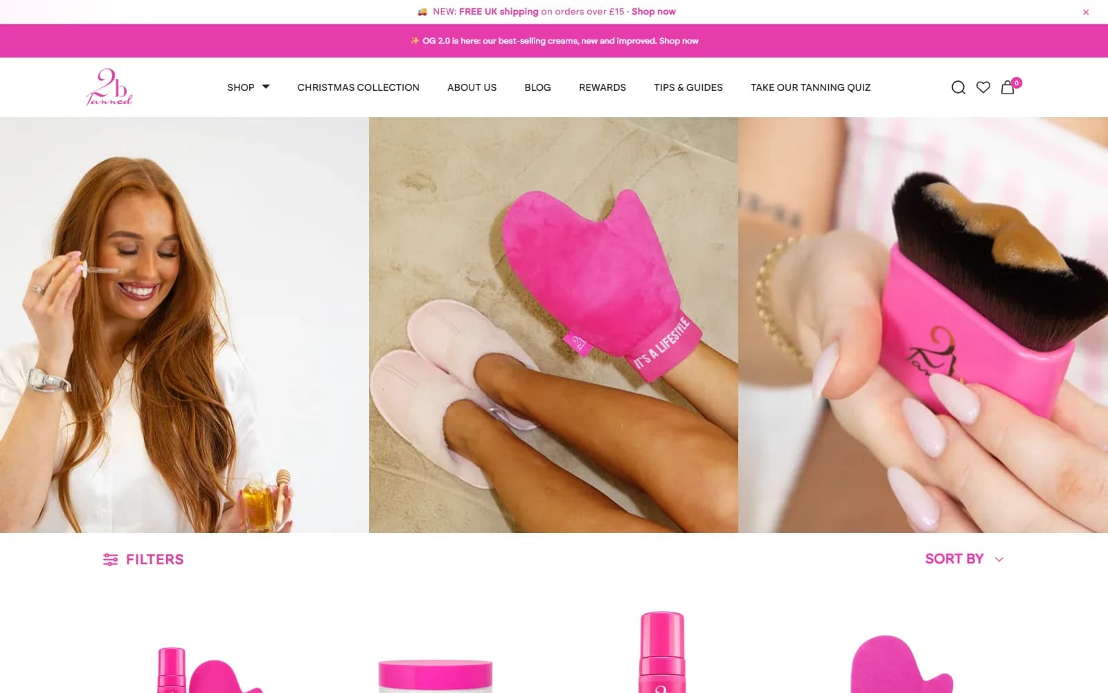 2bTanned self-tan collection with mousse, mitt, gradual lotion and honey drops